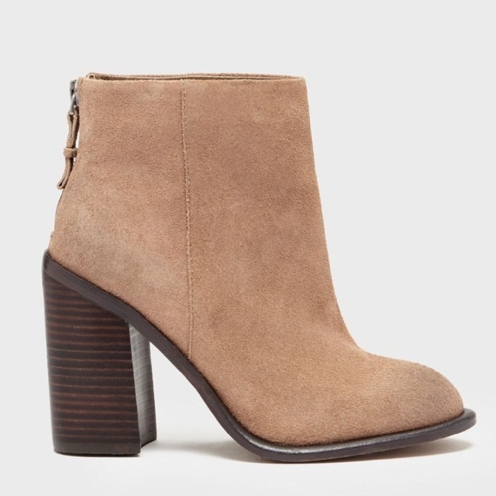 Kelsi Dagger Brooklyn Huron Latte Suede Booties Chunky Heel 7.5